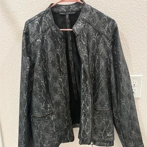 White House Black Market Gray Snake Print Leather Jacket